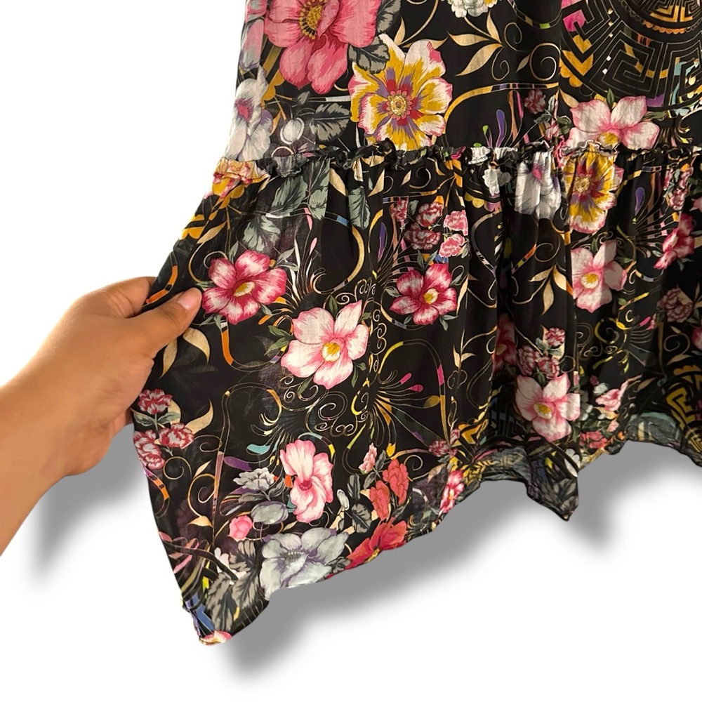 Johnny Was Multicolor Naomi Peace Ruffled Tiered Floral Midi Dress Boho Sz Small - Picture 8 of 12